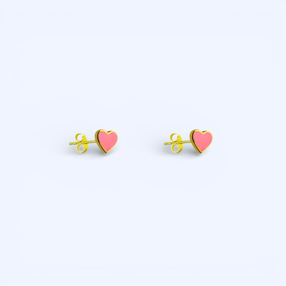 Amia | 14 Ayar Altın Mine Kalp Küpe