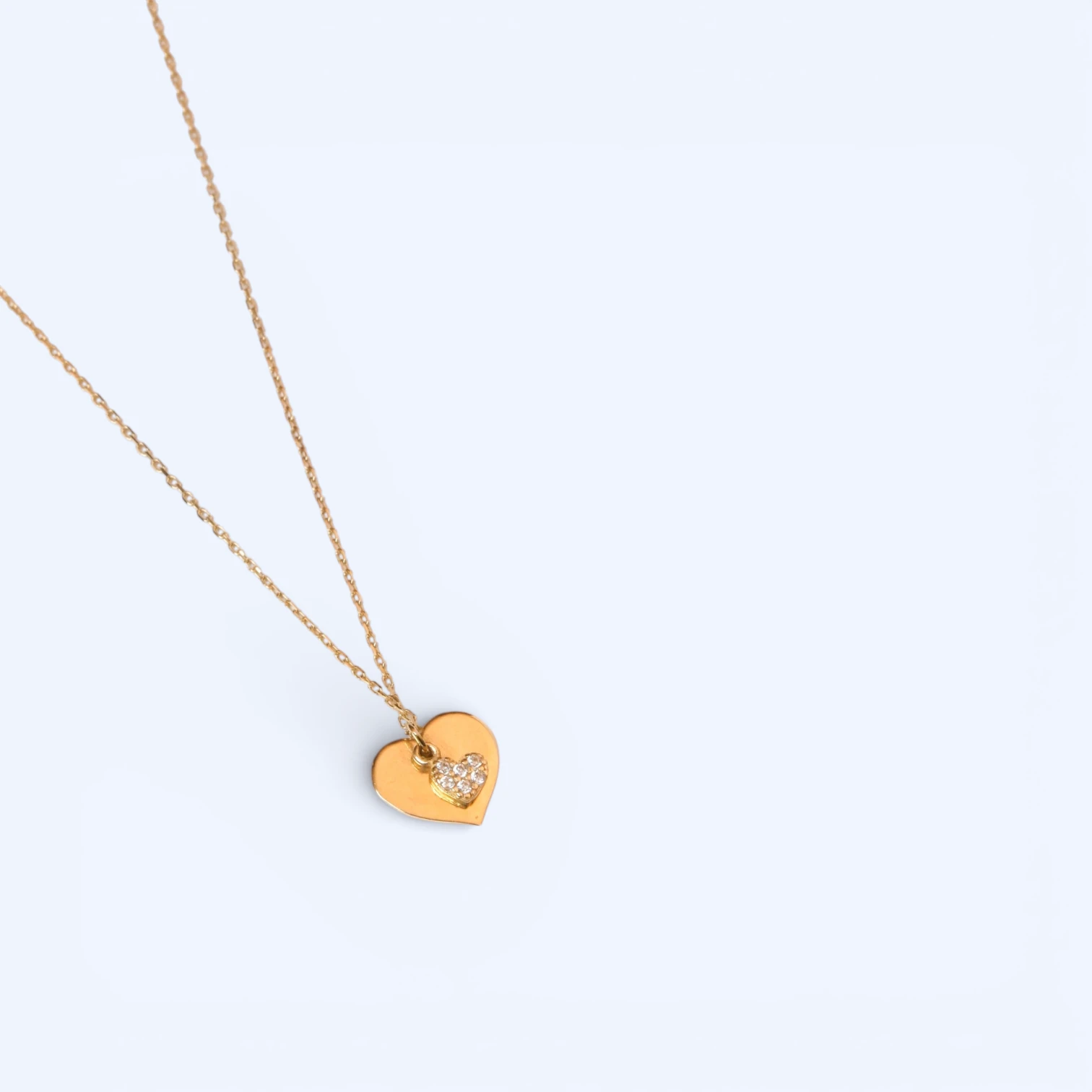 Amor | 14 Ayar Altın İkili Kalp Kolye