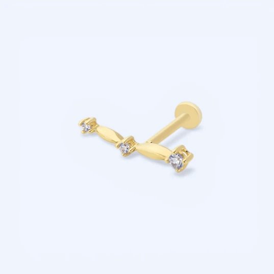 Arca | 14 Ayar Altın Eğimli Taşlı Piercing