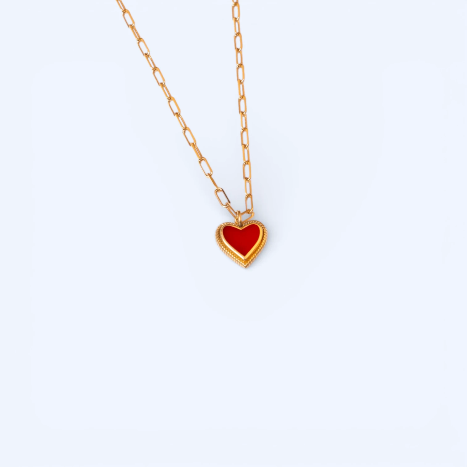 Cora | 14 Ayar Altın Kırmızı Mineli Kalp Kolye