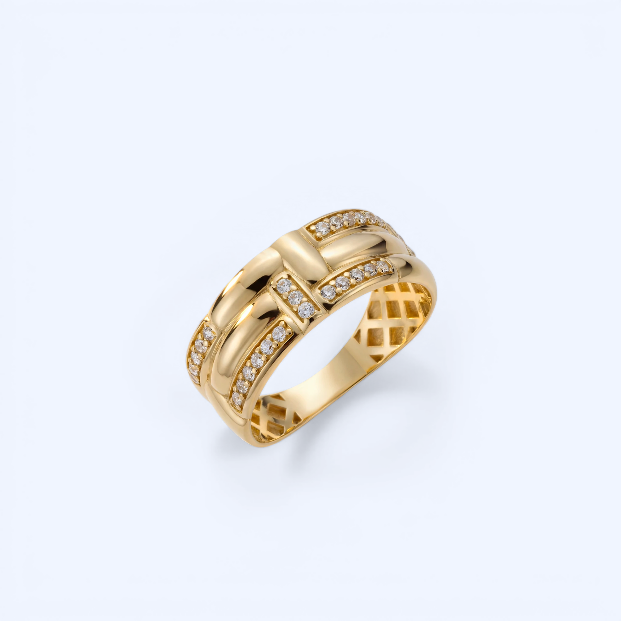 Imperia | 14 Ayar Altın Kemer Formlu Taşlı Yüzük