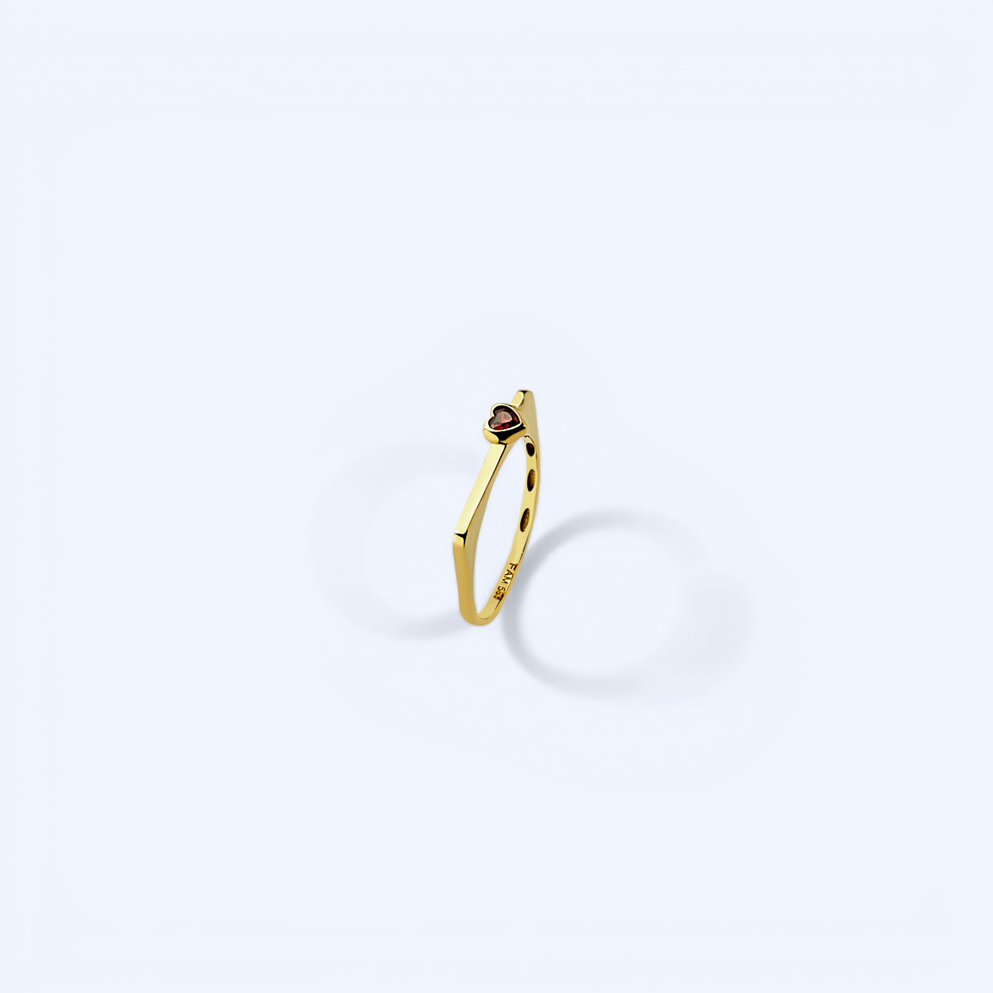 Kardia | 14 Ayar Altın Kalp Detaylı Geometrik Yüzük