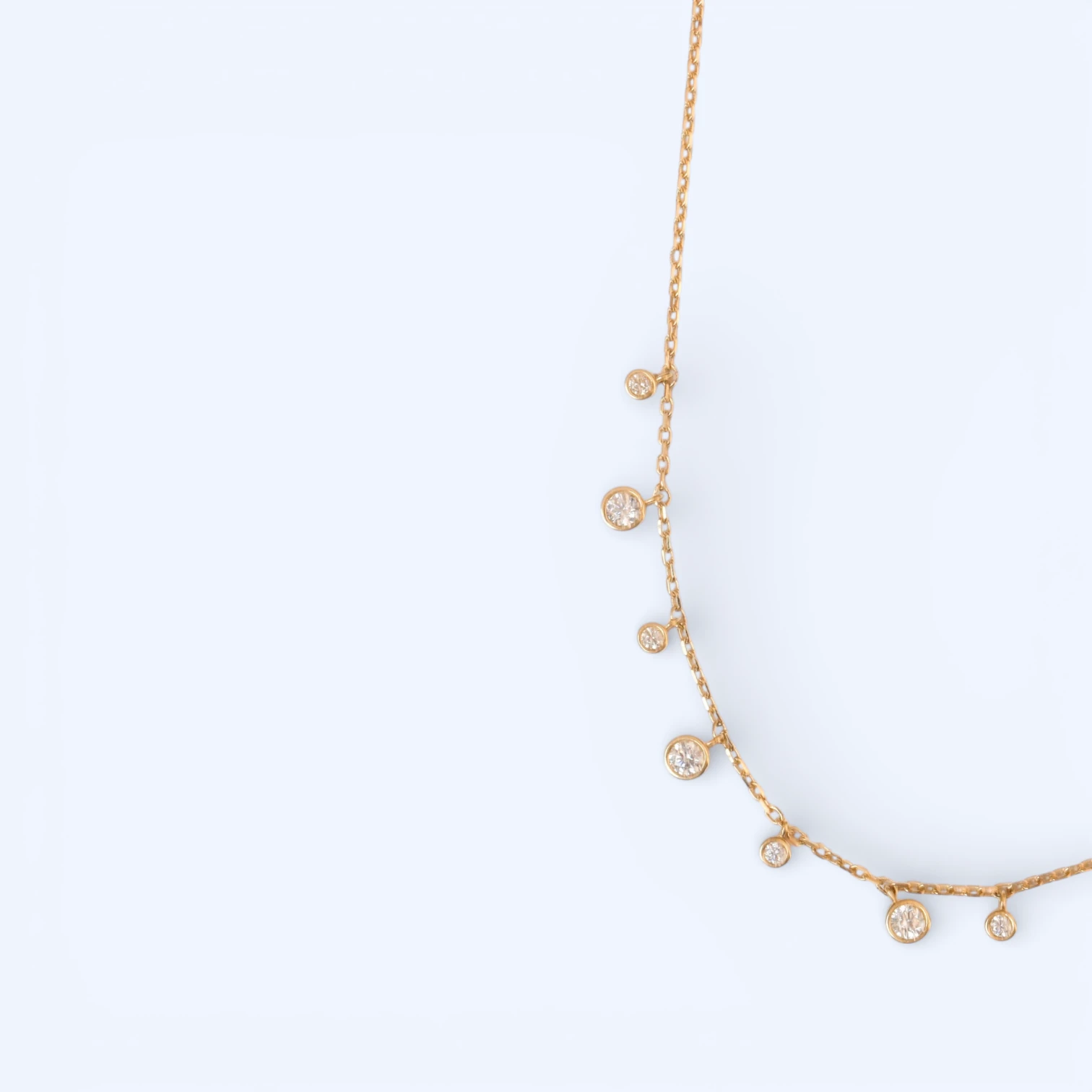 Kari | 14 Ayar Altın Sıralı Yuvarlak Taşlı Kolye