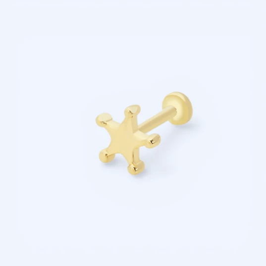 Luma | 14 Ayar Altın Yuvarlak Uçlu Yıldız Piercing