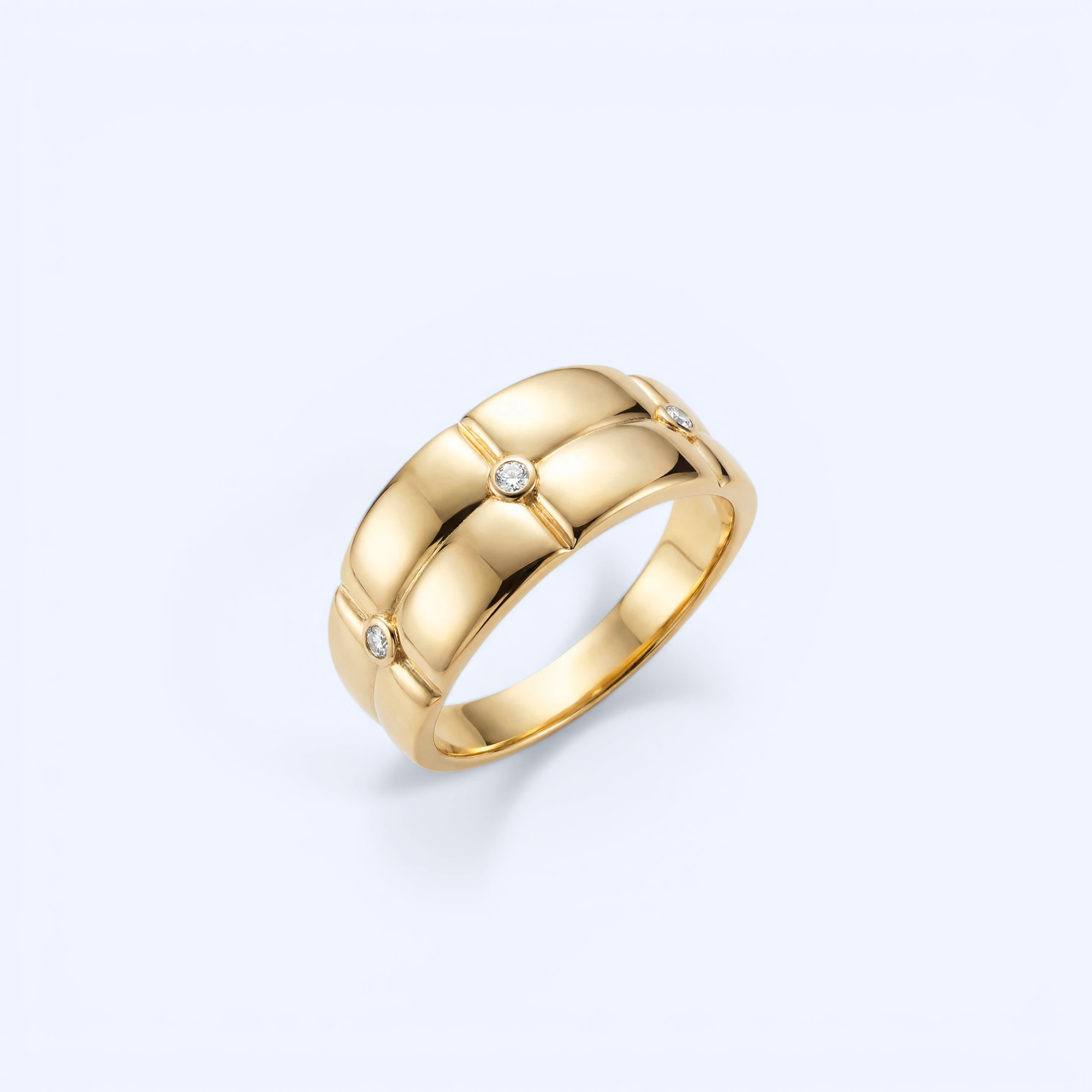 Lusso | 14 Ayar Altın Kapitone Dokulu Yüzük