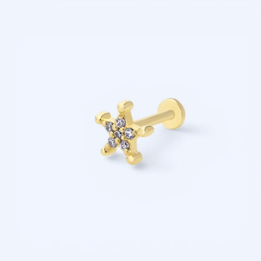 Lyra Grande | 14 Ayar Altın Merkez Taşlı Yıldız Piercing