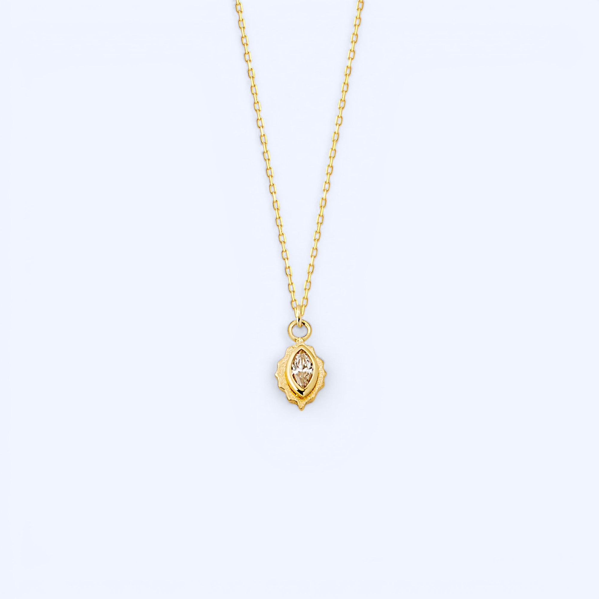 Navette | 14 Ayar Altın Markiz Kolye