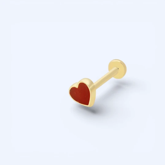 Nero | 14 Ayar Altın Siyah Mineli Kalp Piercing