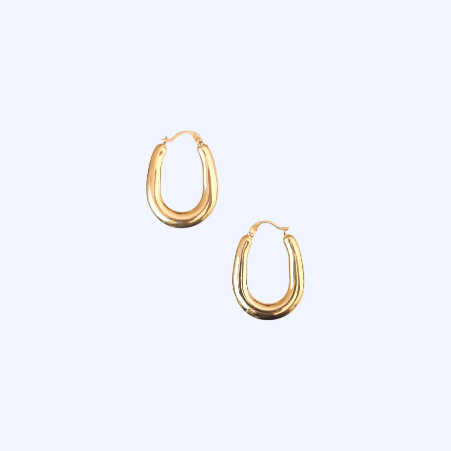 Nola | 14 Ayar Altın Kalın Oval Küpe