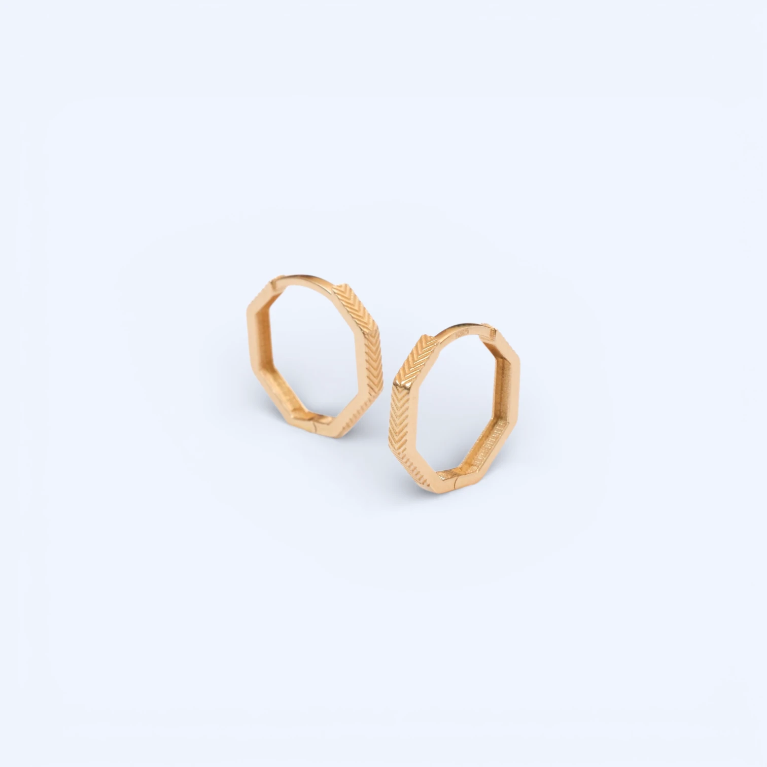 Octa | 14 Ayar Altın Sekizgen Halka Küpe model görseli