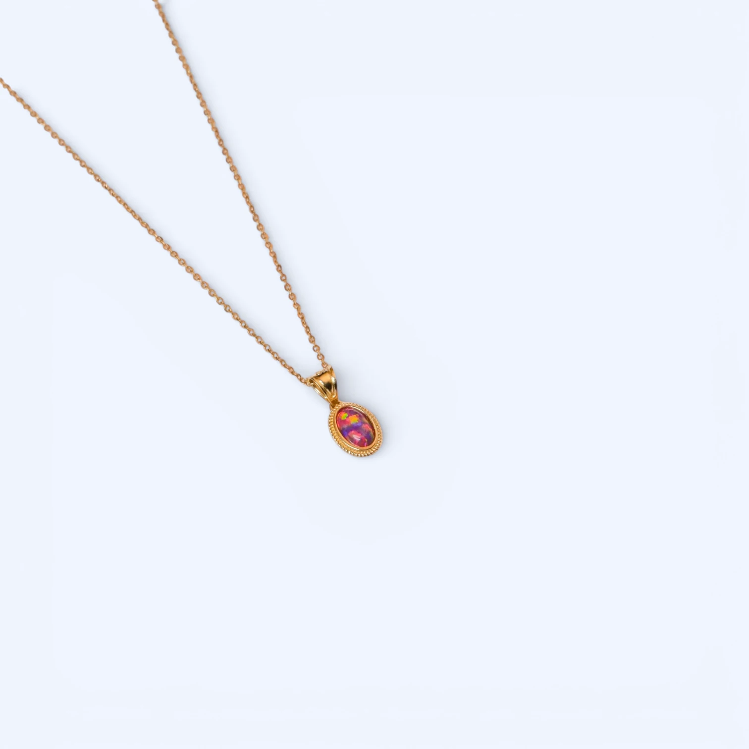 Opalia | 14 Ayar Altın Pembe Taşlı Kolye
