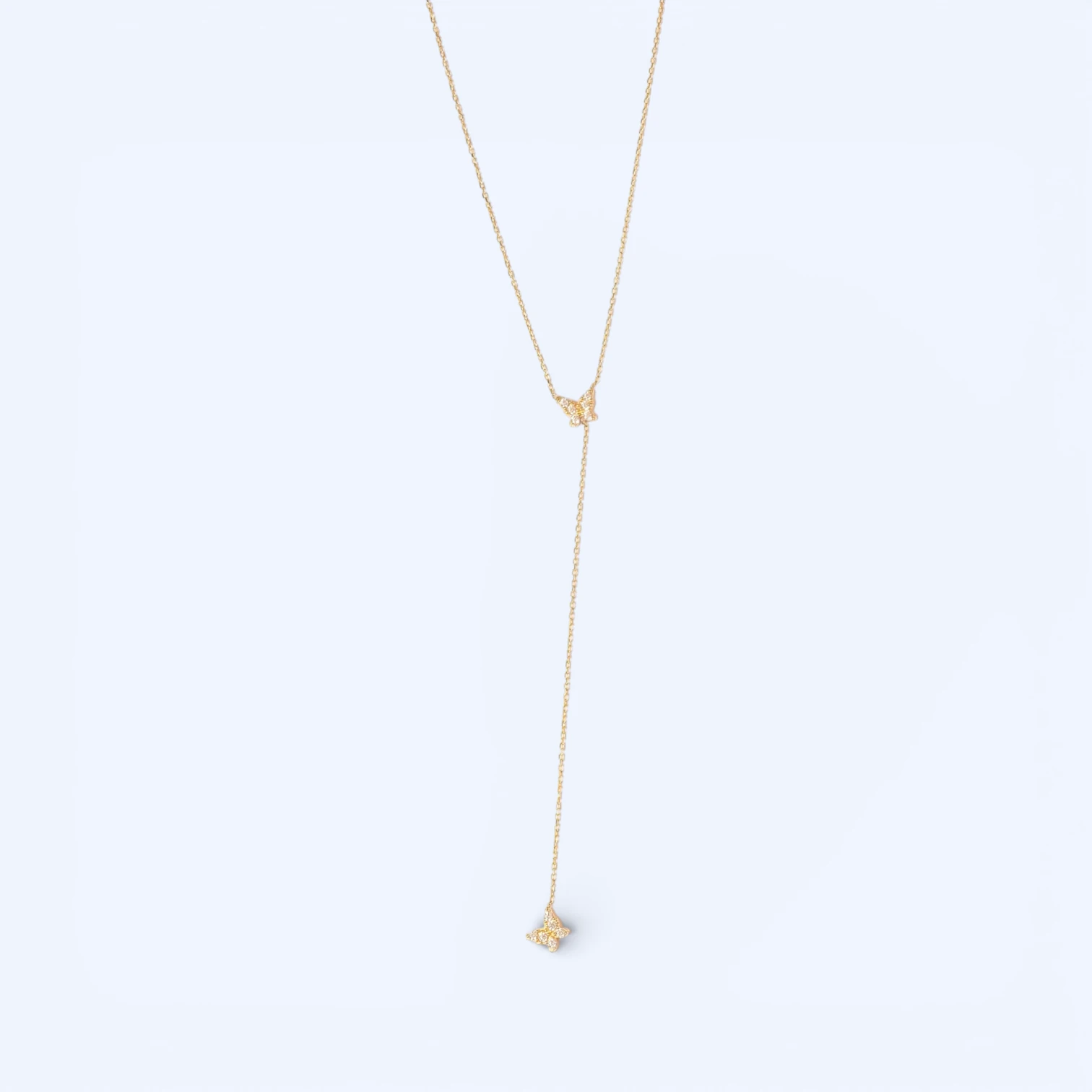 Papila | 14 Ayar Altın Kelebekli Y Kolye