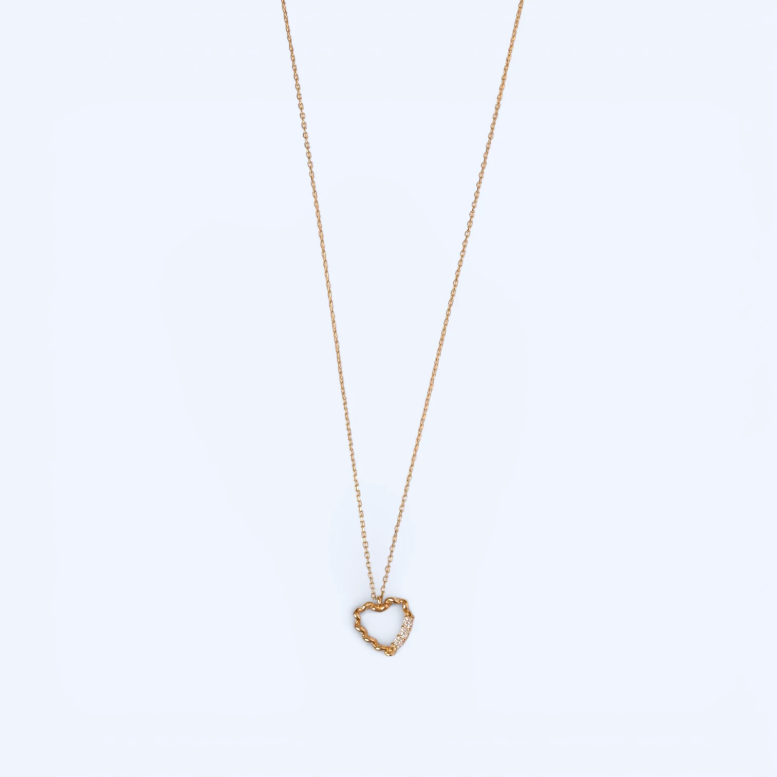 Ria | 14 Ayar Altın Kavisli Kalp Kolye