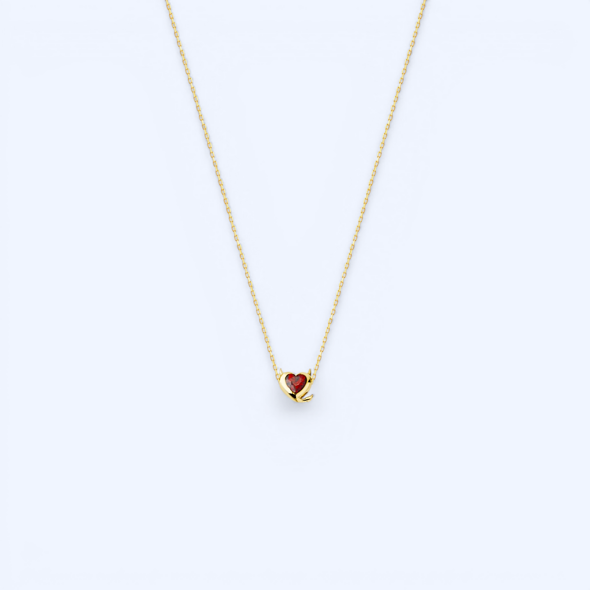 Rouge | 14 Ayar Altın Kırmızı Kalp Kolye