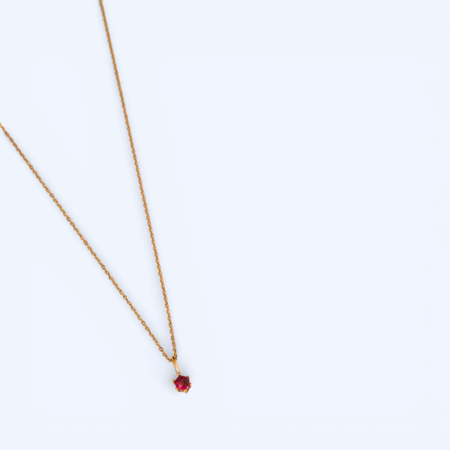Rubi | 14 Ayar Altın Kırmızı Taşlı Kolye ek görsel