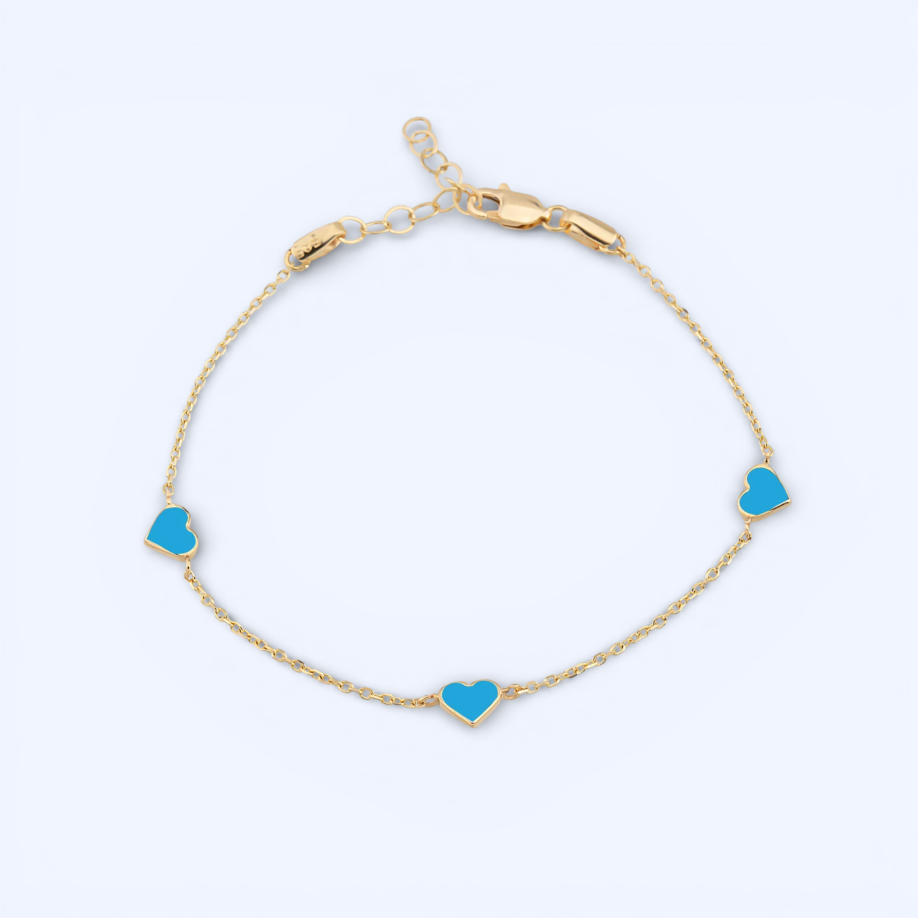 Tria | 14 Ayar Altın Üçlü Kalp Bileklik