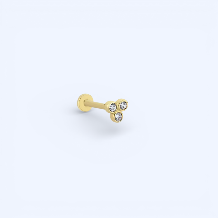 Trinity | 14 Ayar Altın Taşlı Piercing