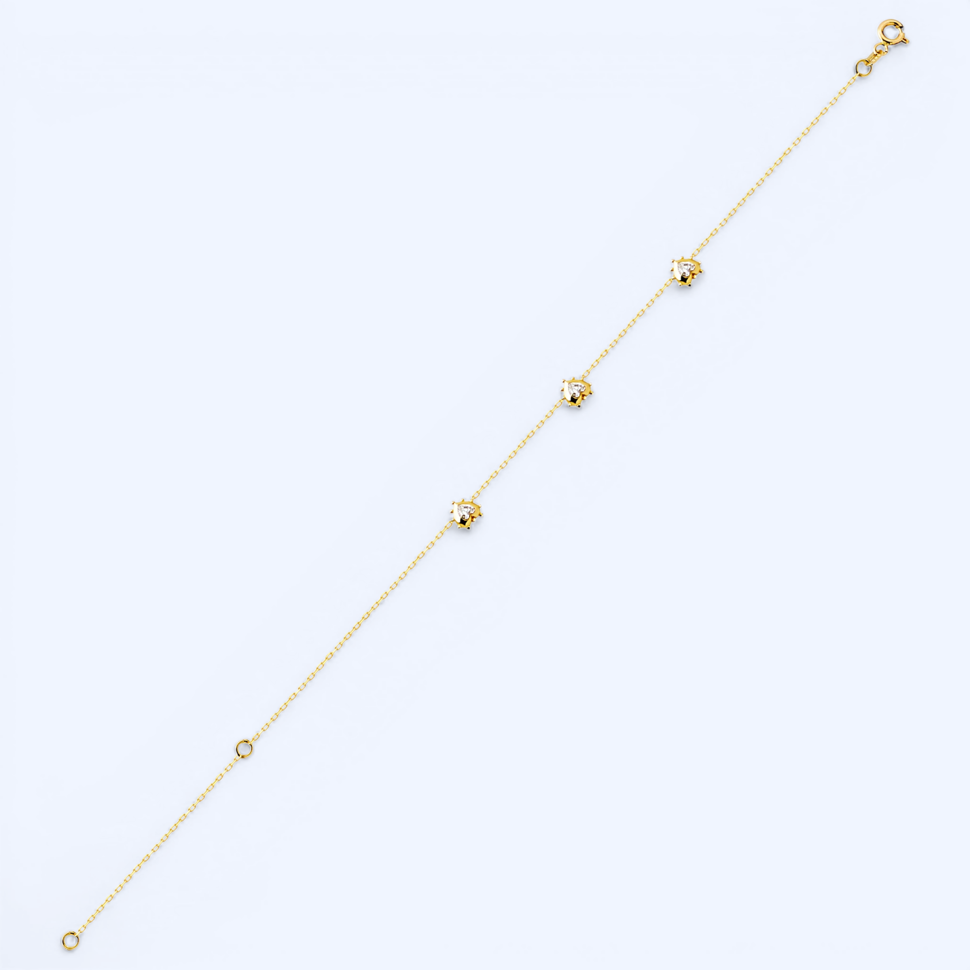 Trio | 14 Ayar Altın Üçlü Kalp Bileklik