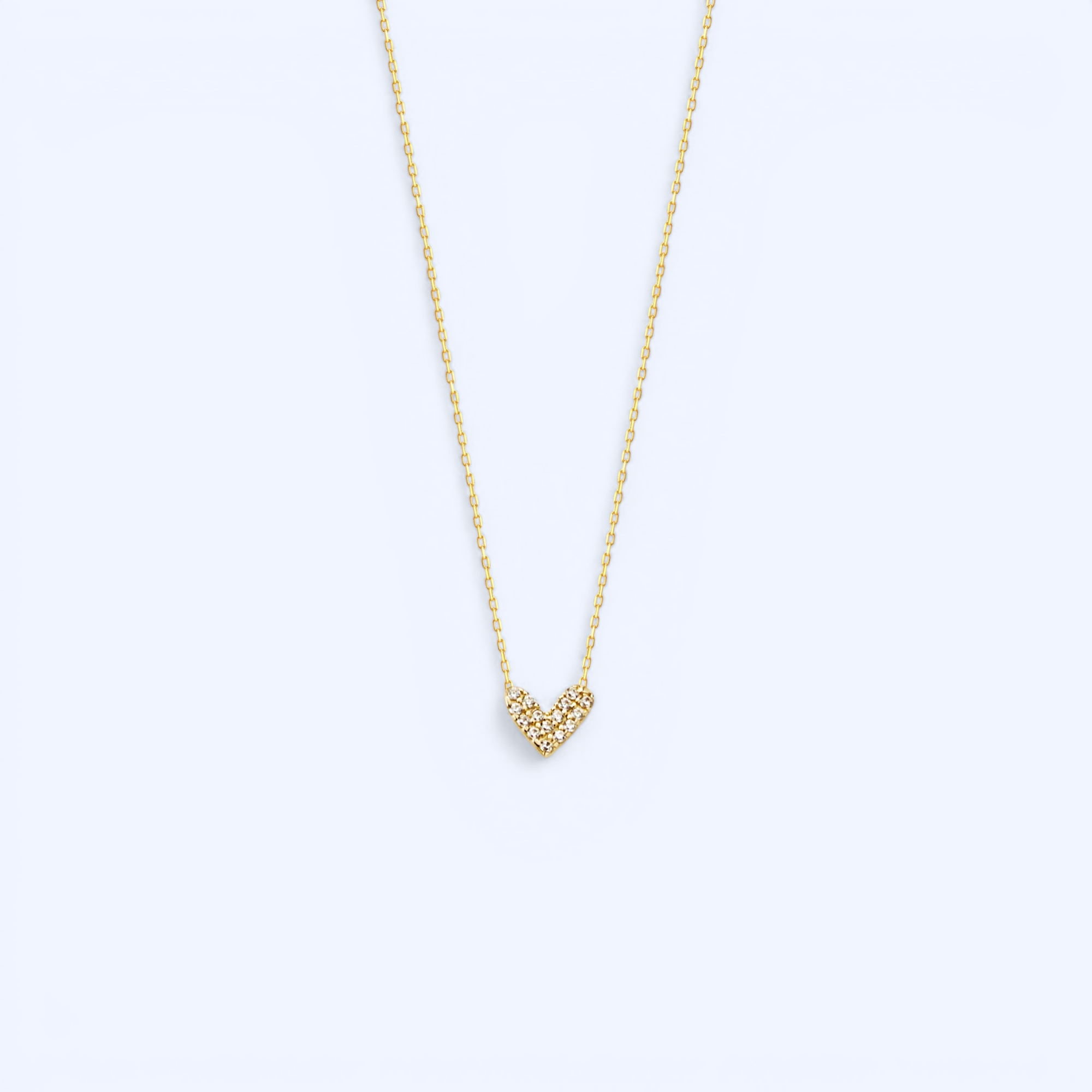 Verve | 14 Ayar Altın Pave Kalp Kolye